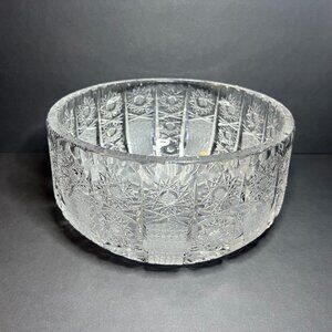 VTG Queen Lace Bohemian Czech Hand Cut Lead Crystal Round Fruit / Punch Bowl 8"